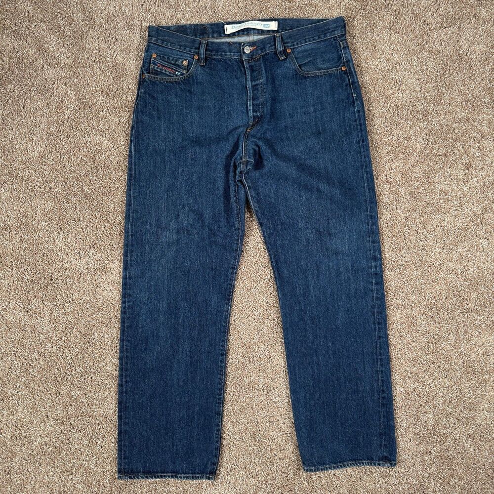 Diesel Industry Kratt Jeans Straight Leg Men's 38x31 Blue Button Fly Italy Made